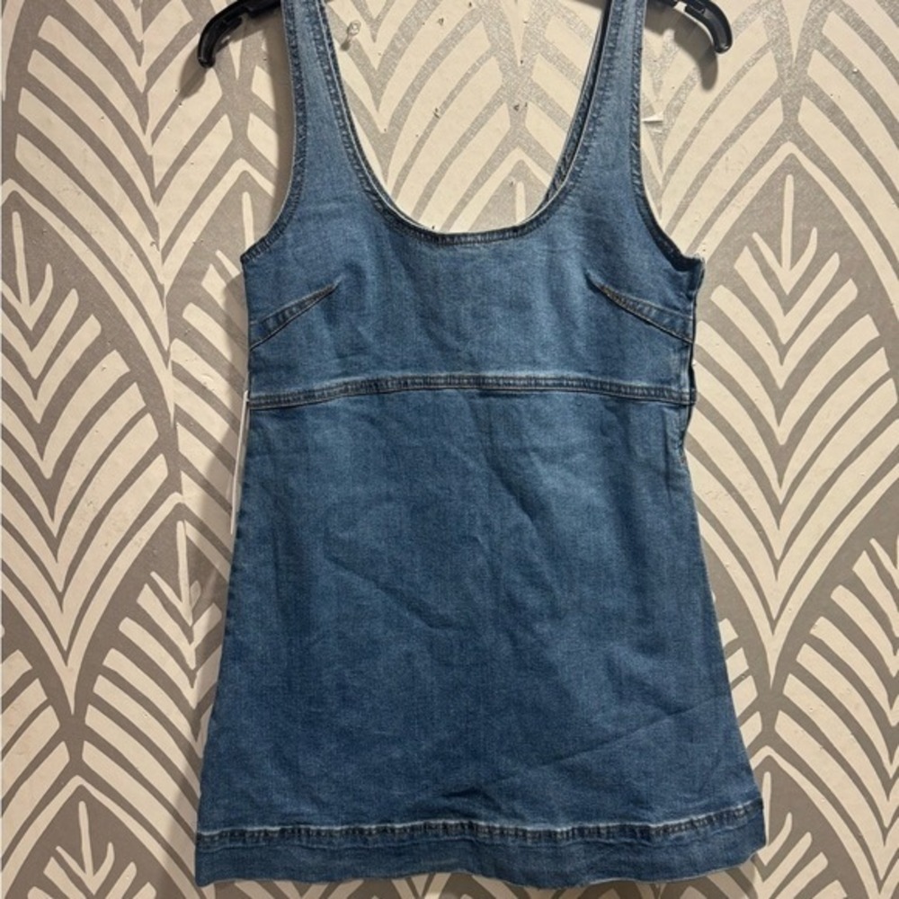 Princess Polly Denim Mini Dress Blue Tank Scoop Neck Sleeveless 0 - Picture 4 of 8